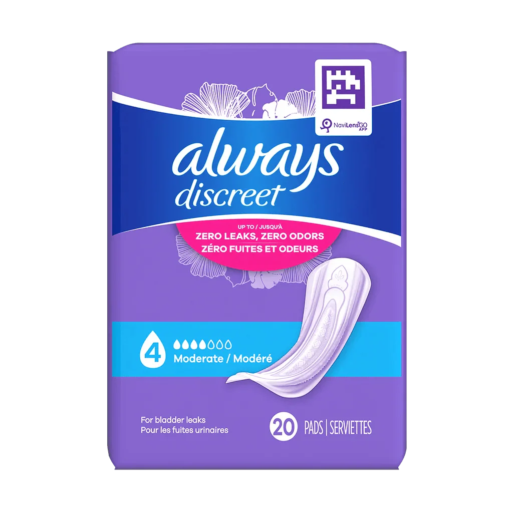 Always Discreet Moderate Pads, 4 Drops