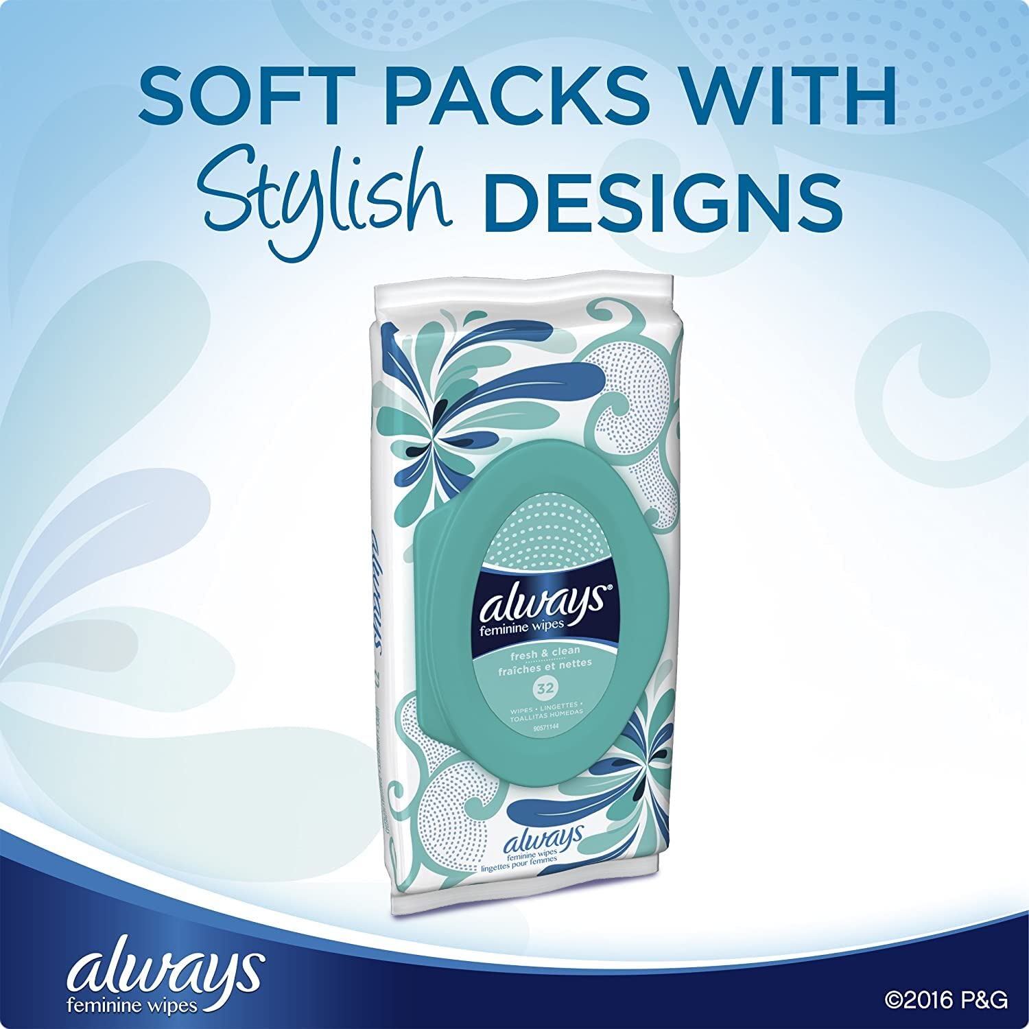 Always Feminine Wipes, Fresh & Clean, Soft Pack
