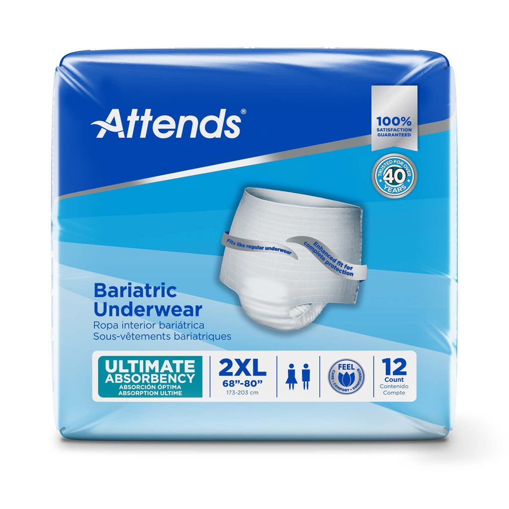 Attends Bariatric Incontinence Underwear, Ultimate Absorbency, 2XL