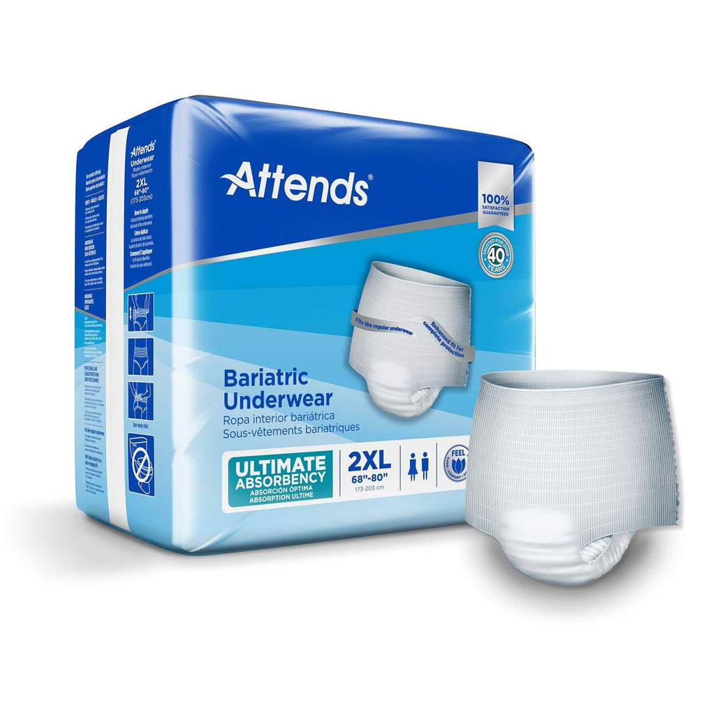 Attends Bariatric Incontinence Underwear, Ultimate Absorbency, 2XL