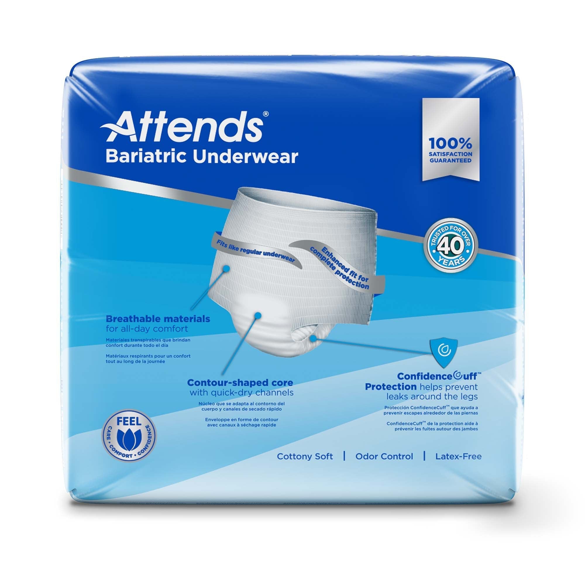 Attends Bariatric Incontinence Underwear, Ultimate Absorbency, 2XL
