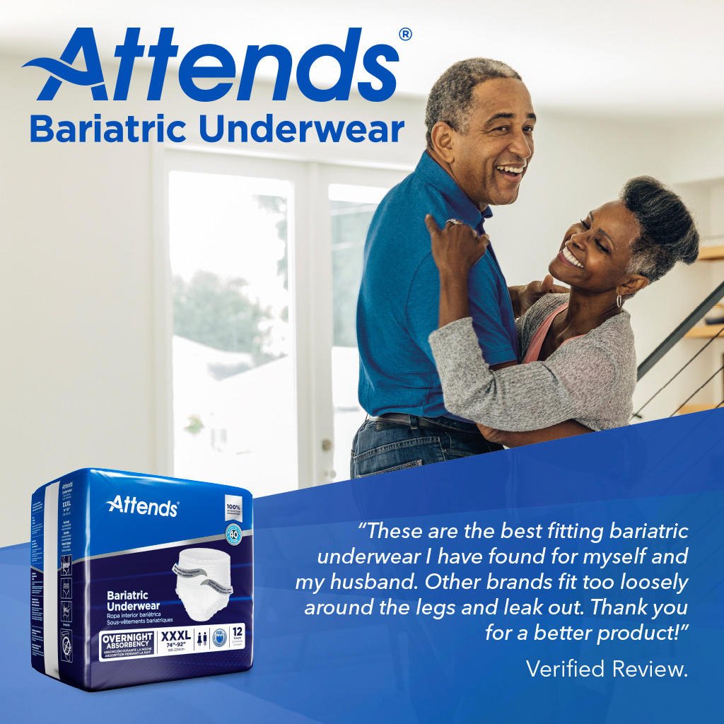 Attends Bariatric Incontinence Underwear, Overnight Absorbency, 3XL