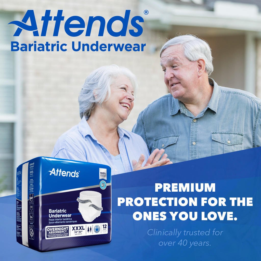 Attends Bariatric Incontinence Underwear, Overnight Absorbency, 3XL