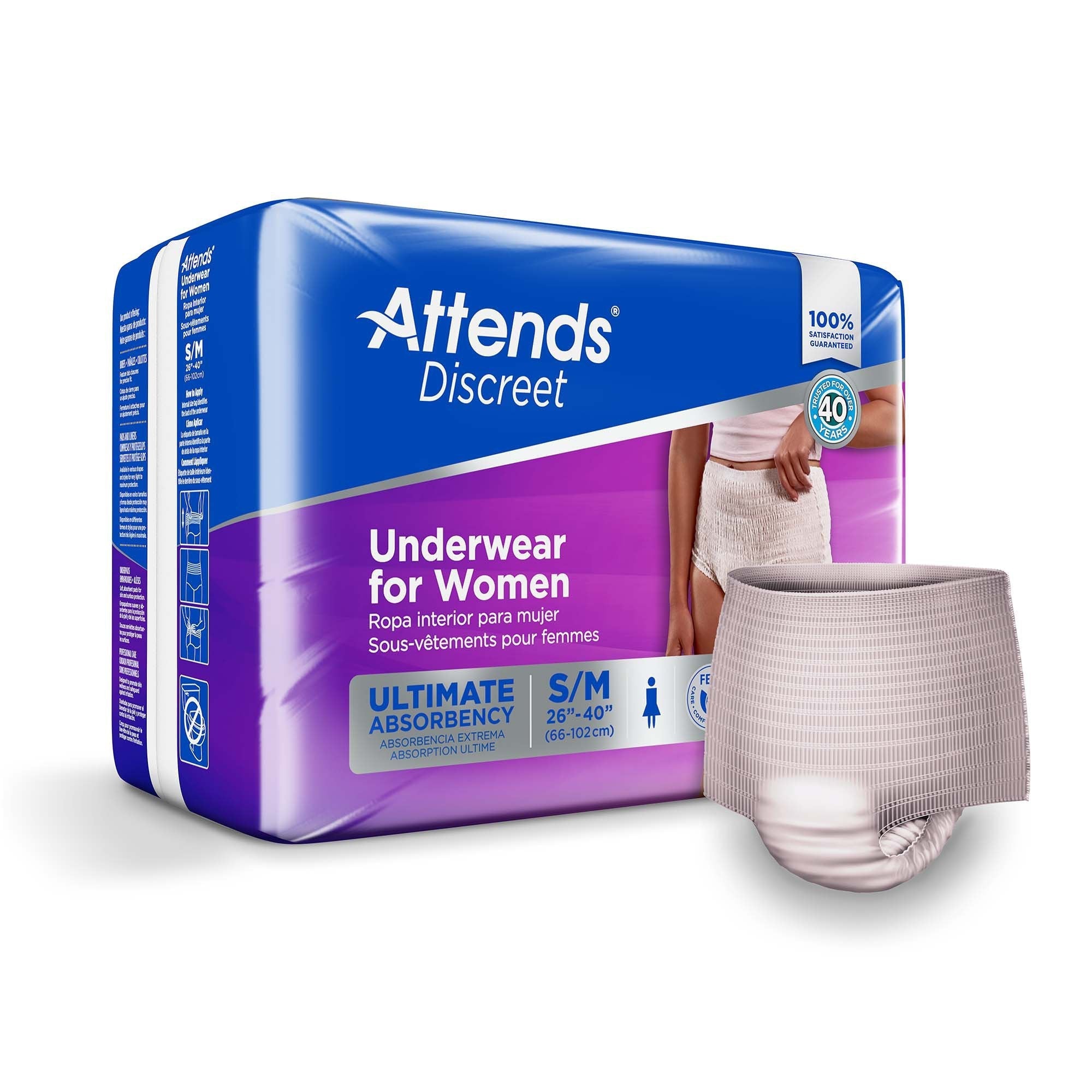 Attends Discreet Underwear for Women, Ultimate Absorbency