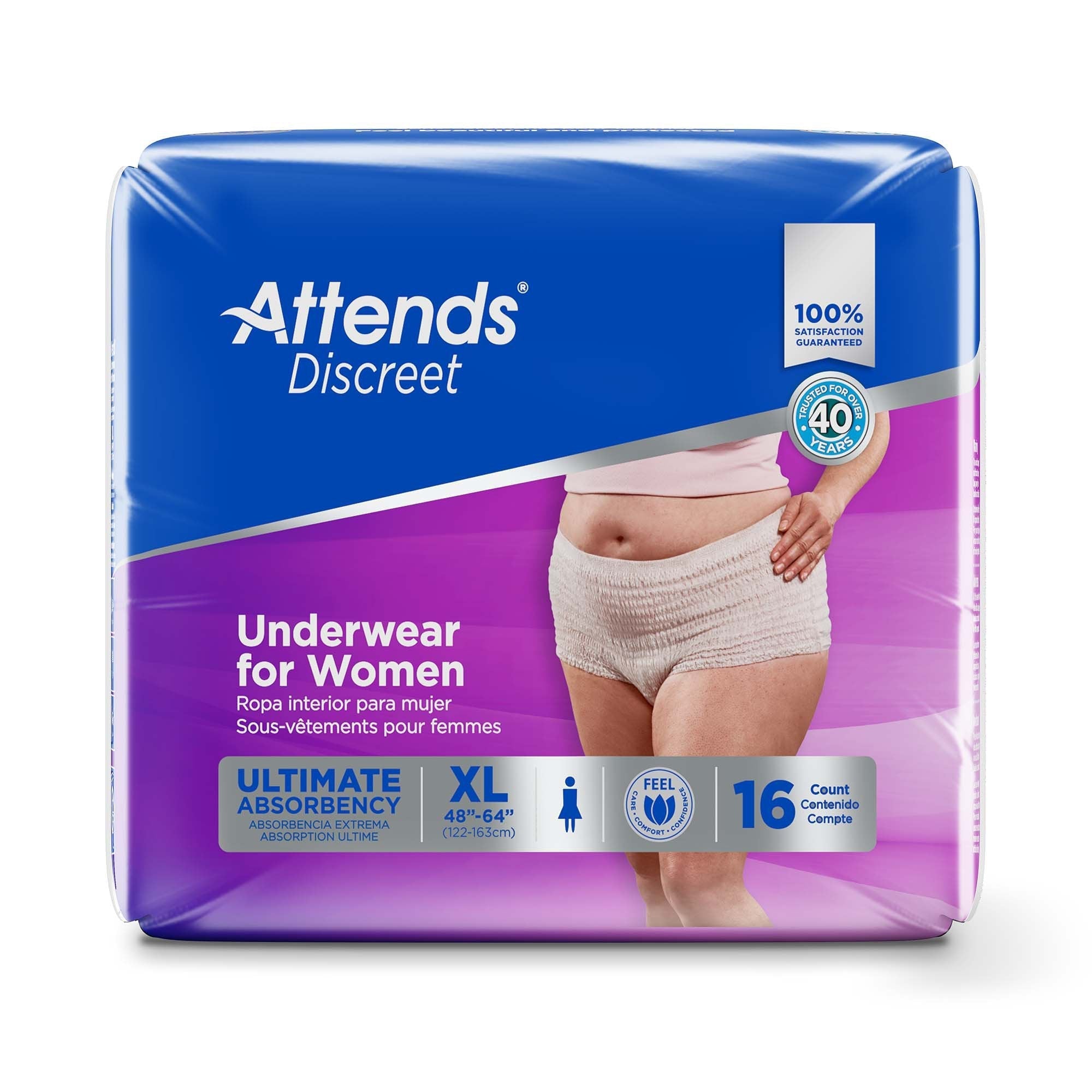 Attends Discreet Underwear for Women, Ultimate Absorbency
