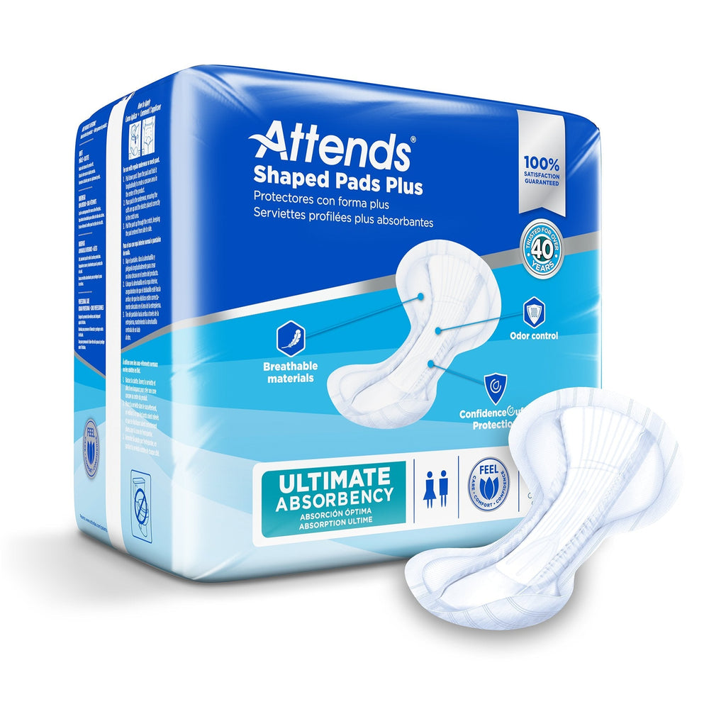 Attends Shaped Pads Plus, Ultimate Absorbency