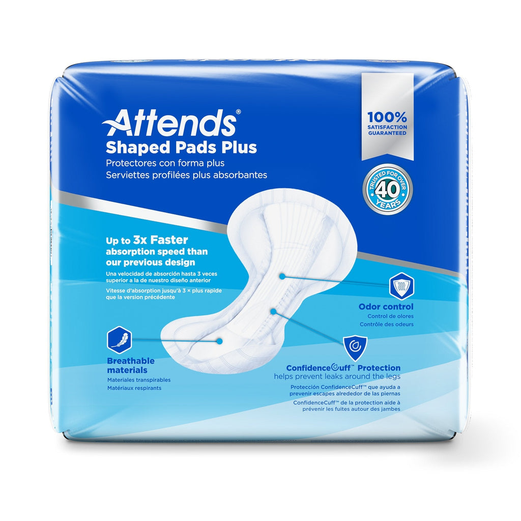 Attends Shaped Pads Plus, Ultimate Absorbency