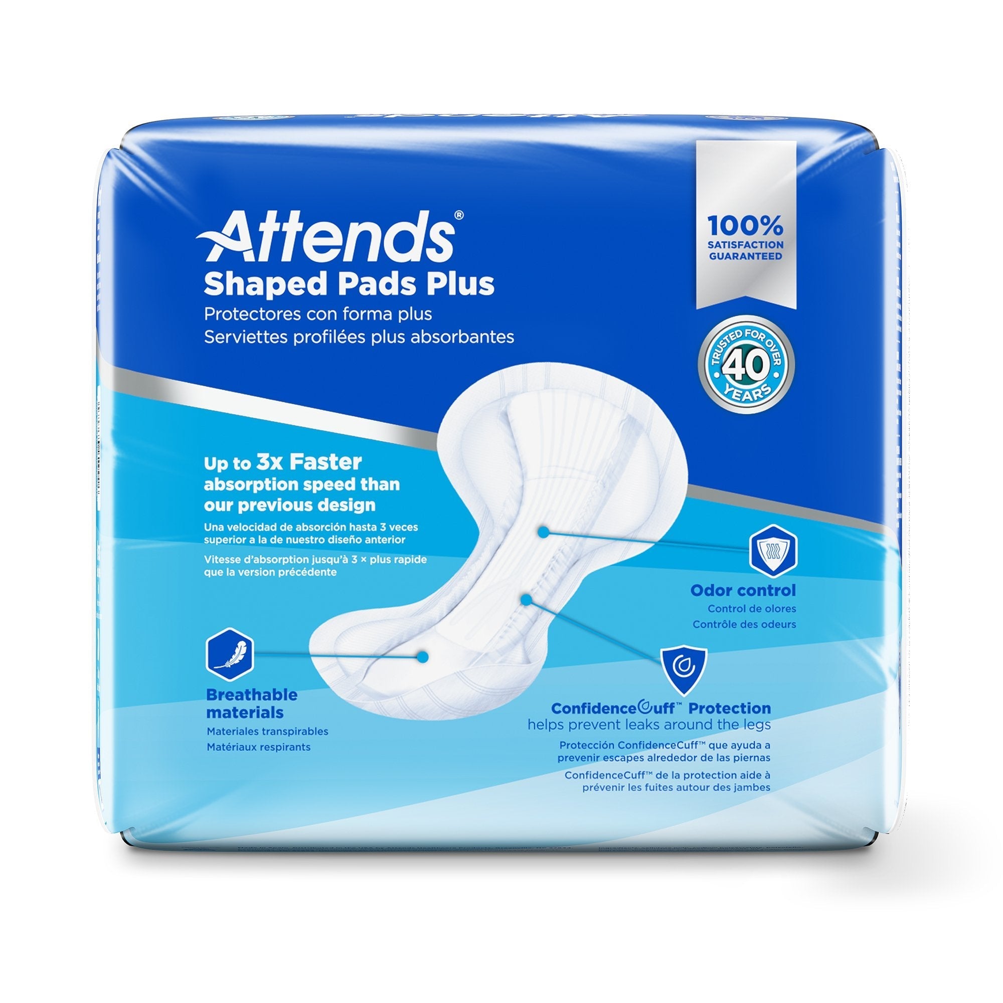 Attends Shaped Pads Plus, Ultimate Absorbency