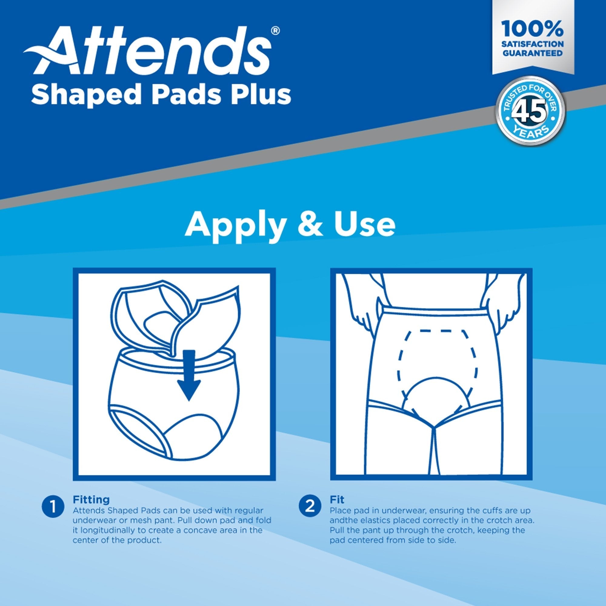 Attends Shaped Pads Plus, Ultimate Absorbency