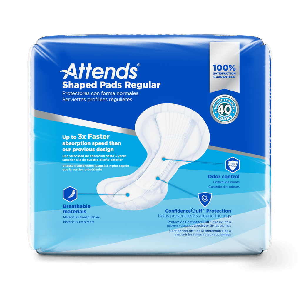 Attends Shaped Pads Regular, Maximum Absorbency