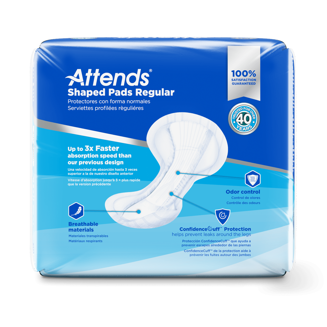 Attends Shaped Pads Regular, Maximum Absorbency