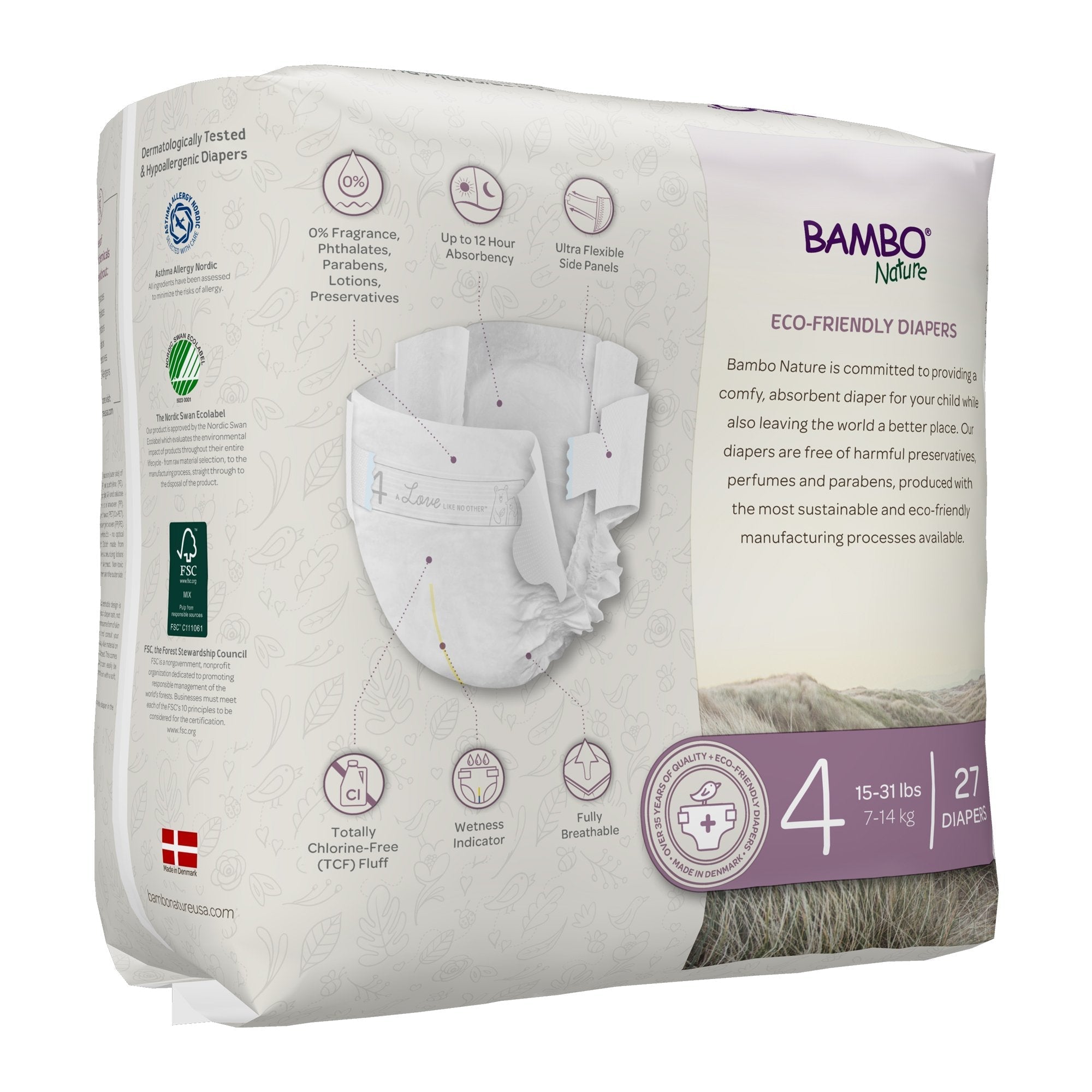 Bambo Nature Dream Eco-Friendly Baby Diapers, Size 4