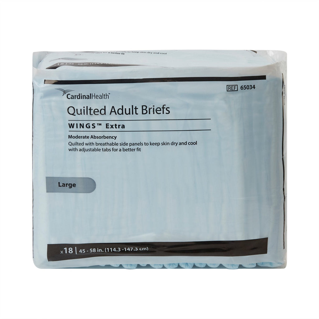 Cardinal Health Wings Extra Quilted Adult Briefs, Moderate