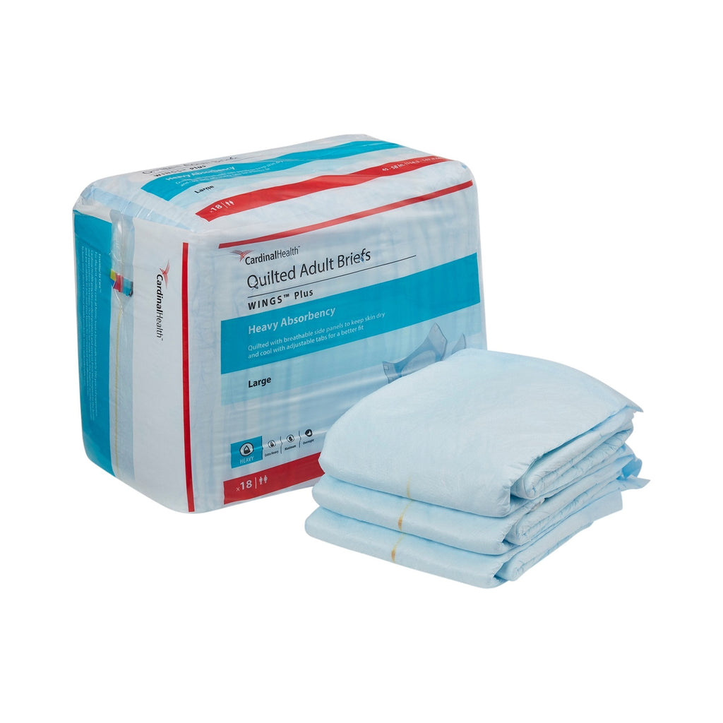 Cardinal Health Wings Plus Quilted Adult Briefs, Heavy
