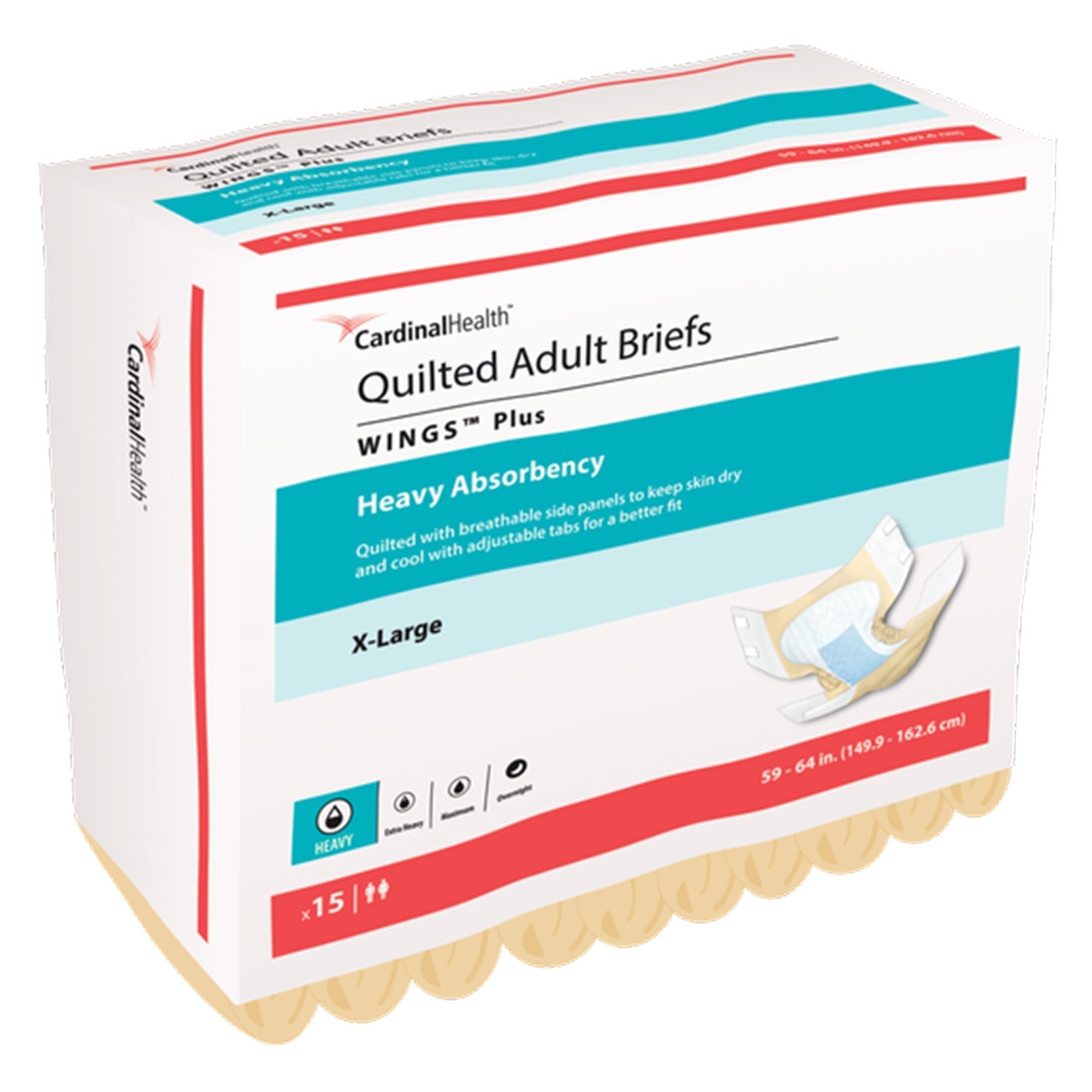 Cardinal Health Wings Plus Quilted Adult Briefs, Heavy
