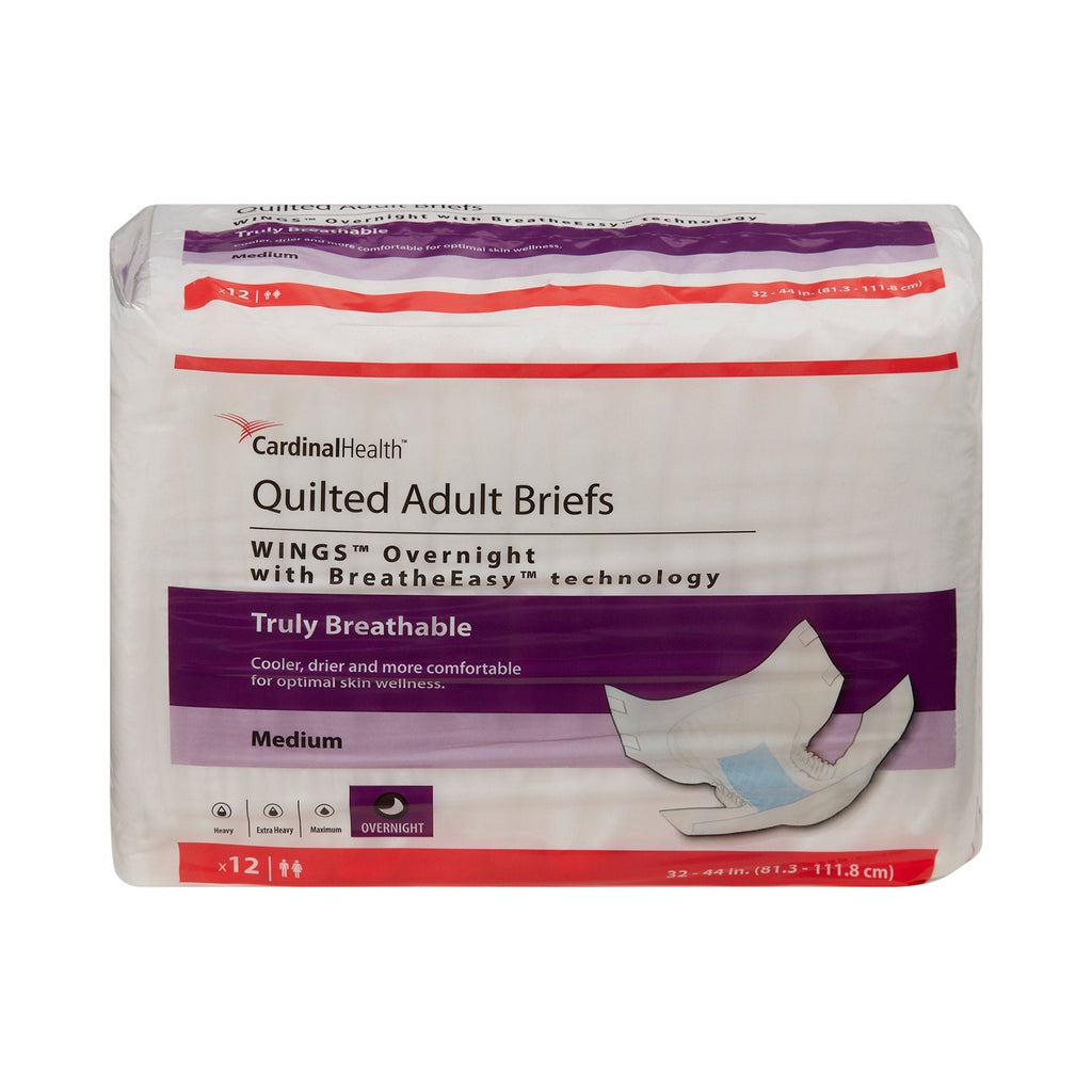 Cardinal Health Wings Quilted Adult Briefs, Overnight
