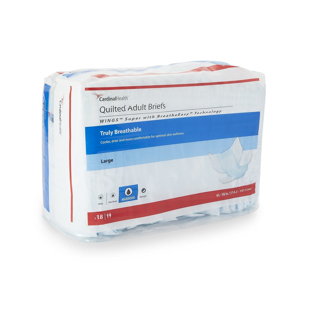 Cardinal Health Wings Quilted Adult Briefs, Super