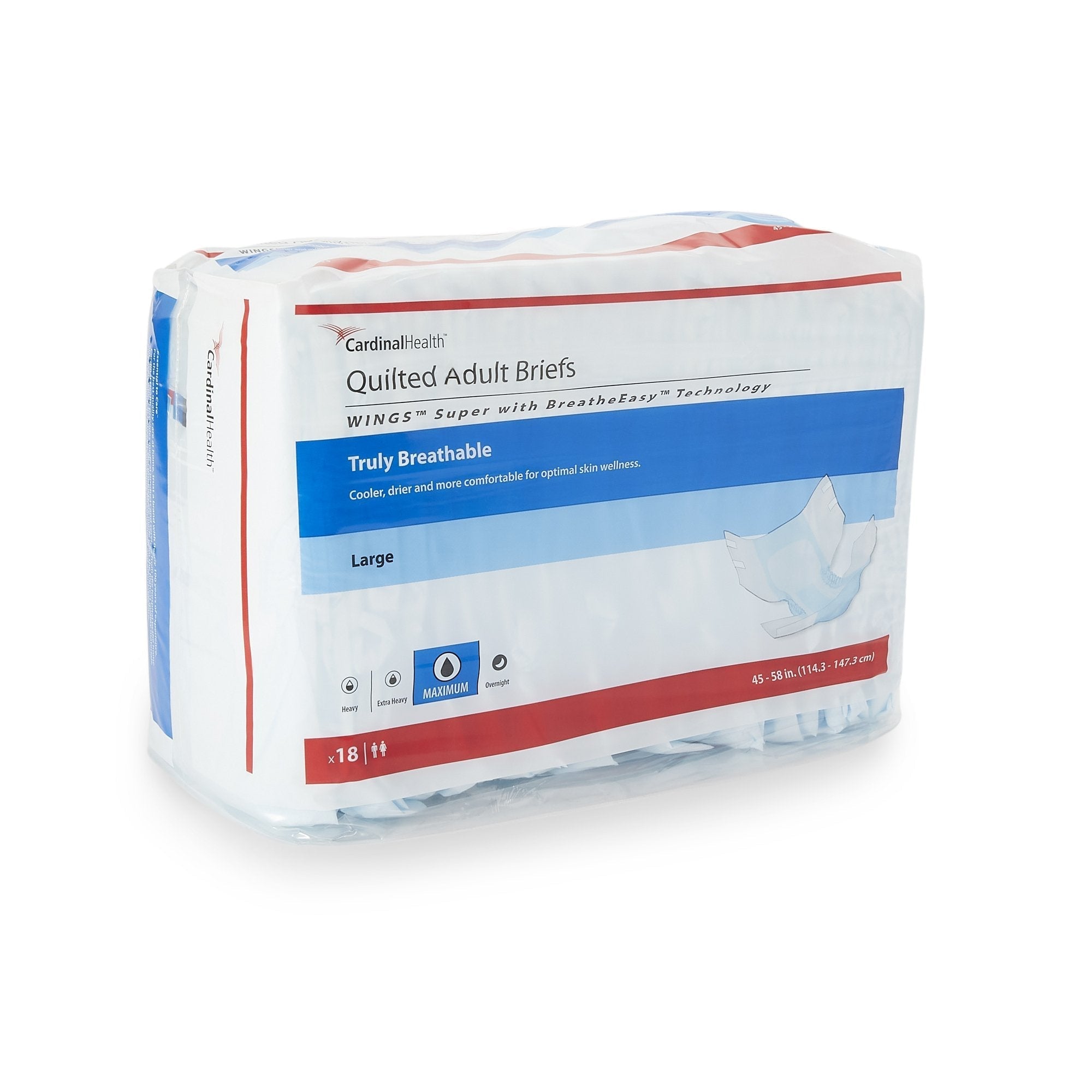 Cardinal Health Wings Quilted Adult Briefs, Super