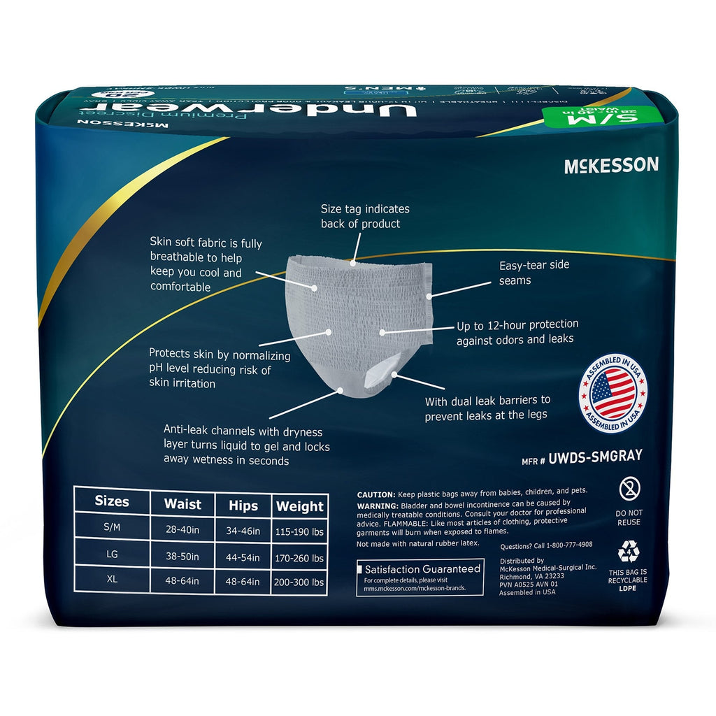 McKesson Men's Premium Discreet Pull On Absorbent Underwear, Heavy