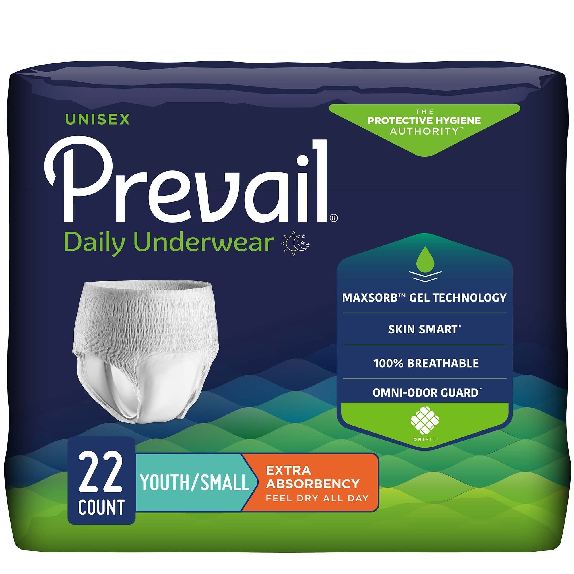 Prevail Daily Underwear, Youth/Small, Extra Absorbency
