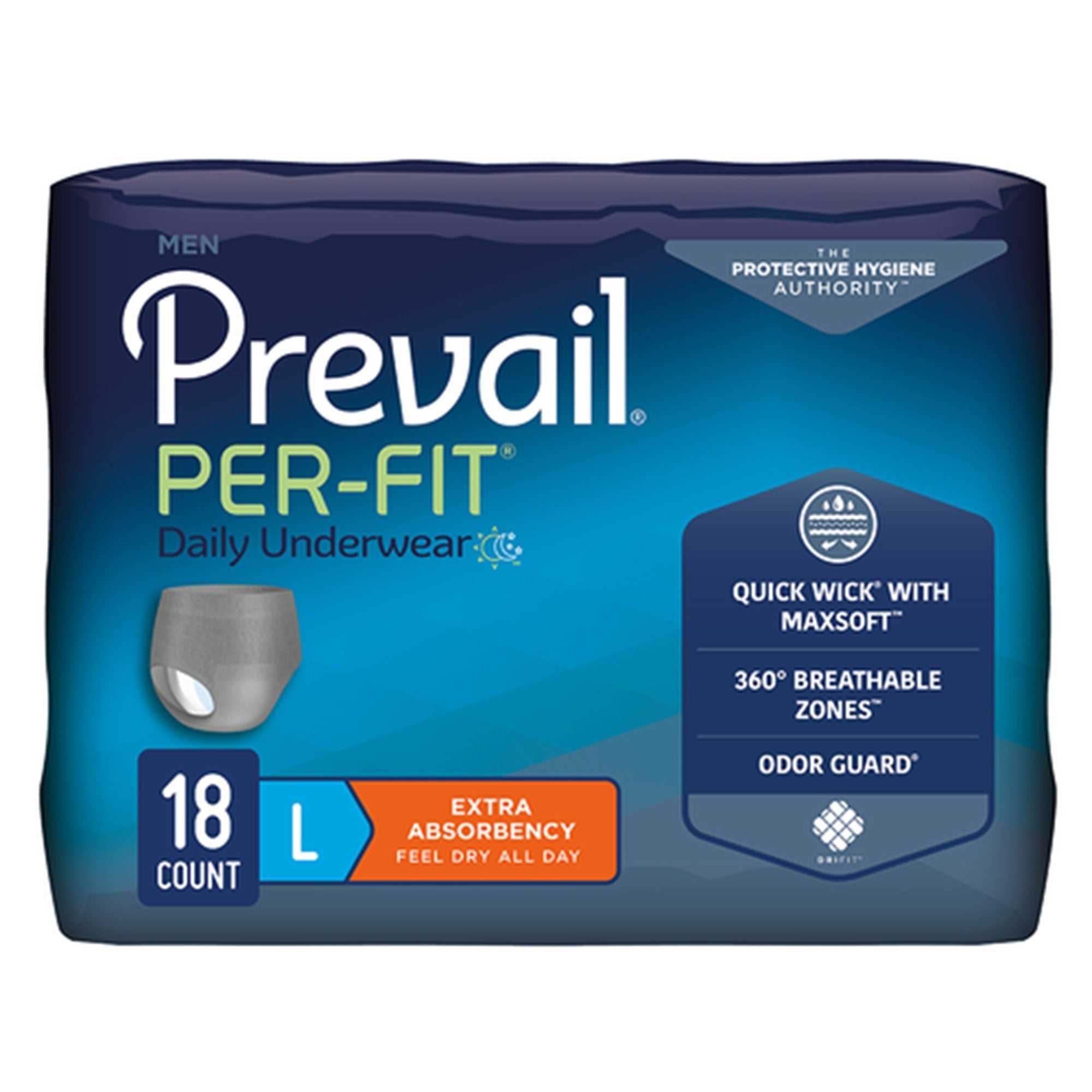 Prevail Per-Fit Men's Pull On Daily Underwear, Extra Absorbency