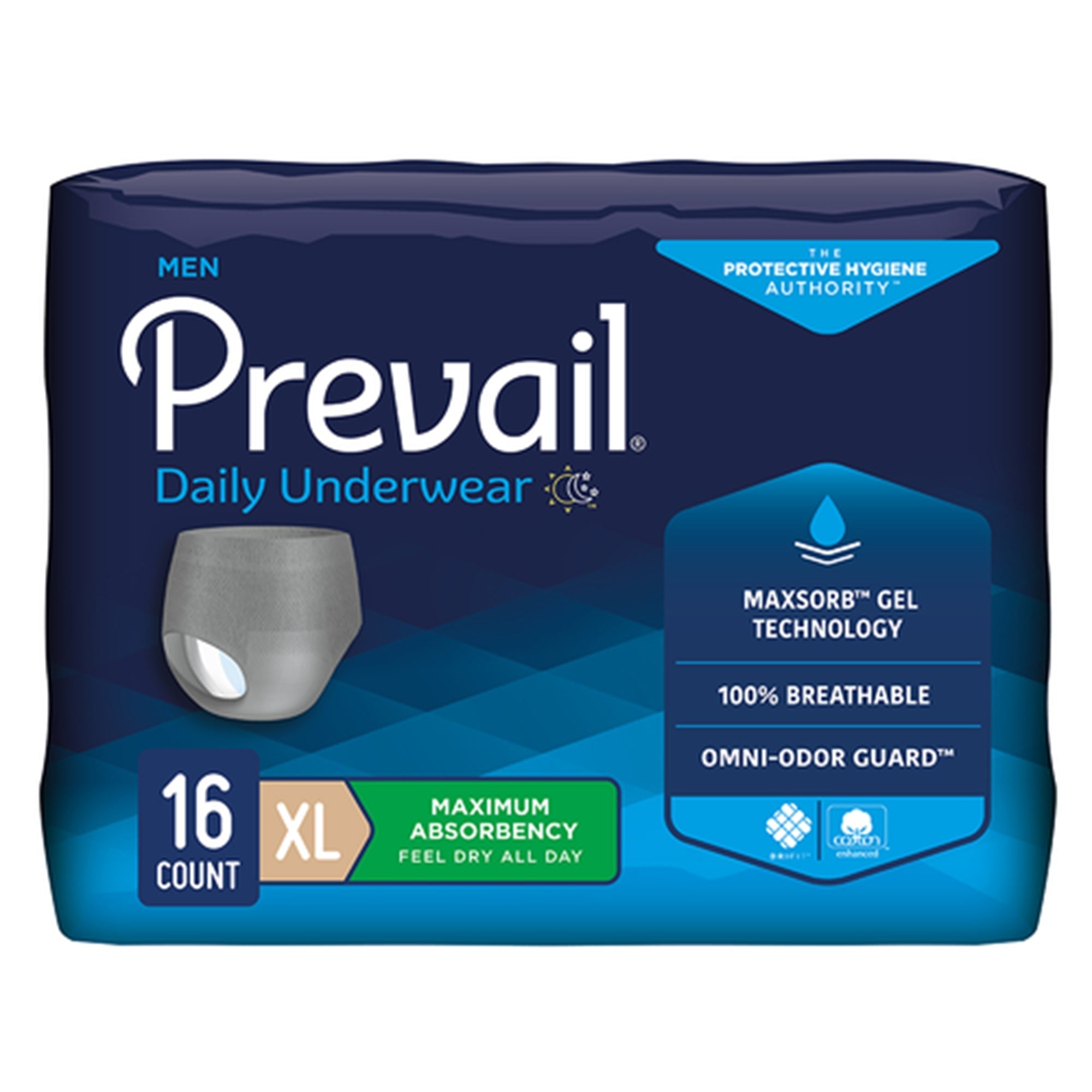 Prevail Daily Underwear for Men, Maximum Absorbency