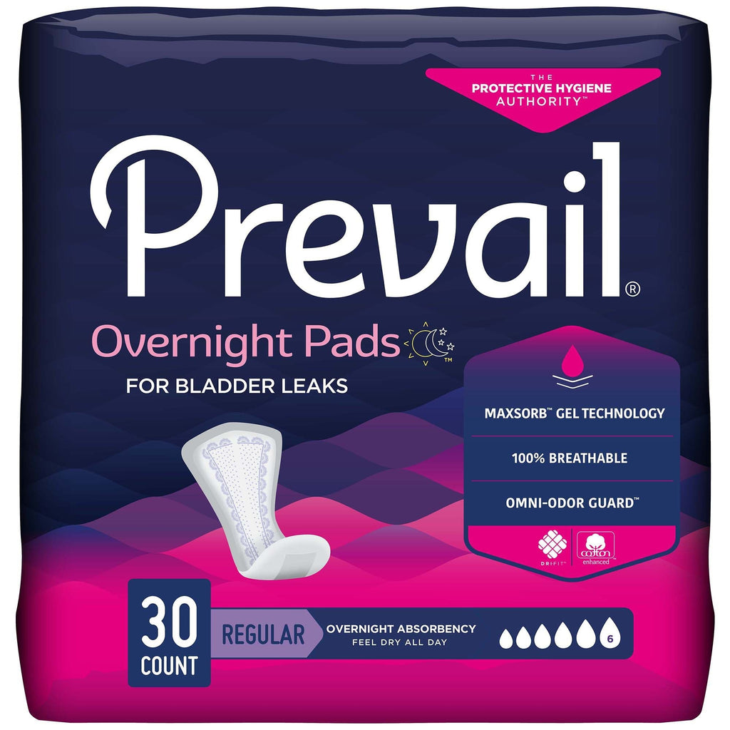 Prevail Women's Daily Bladder Control Pads, Overnight Absorbency