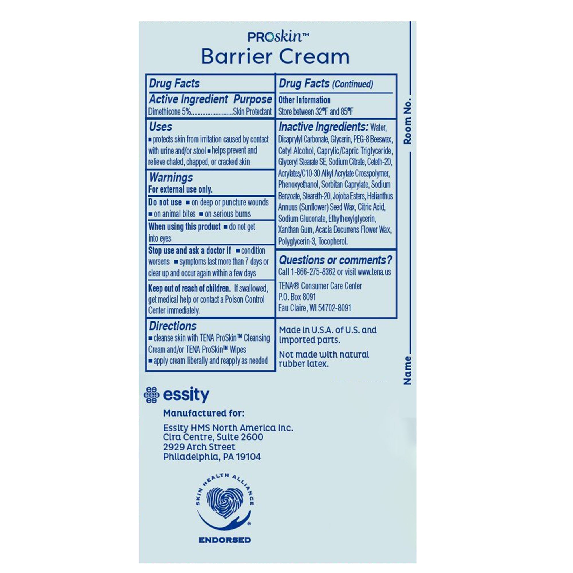 Tena Proskin Barrier Cream Skin Protectant, Unscented, 3.4 oz Tube