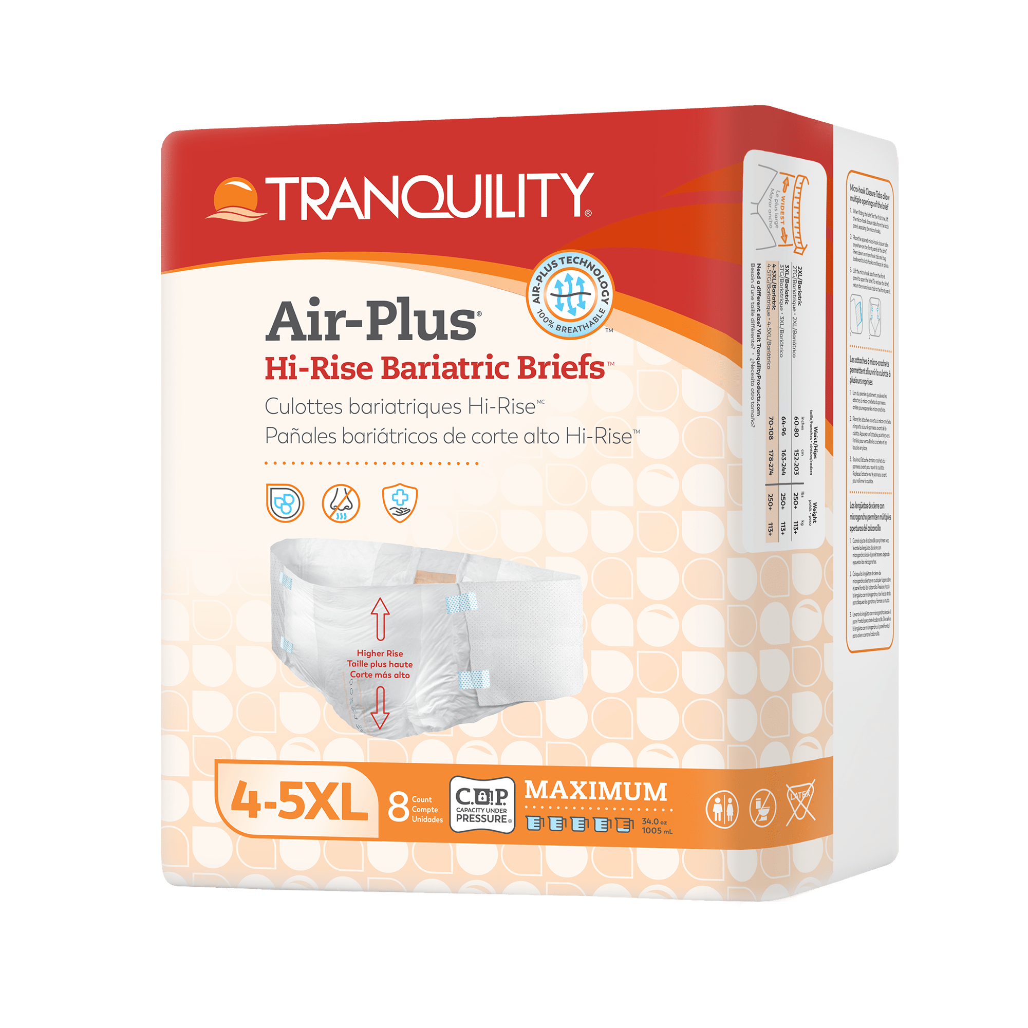 Tranquility 4XL/5XL Air-Plus Disposable Bariatric Briefs