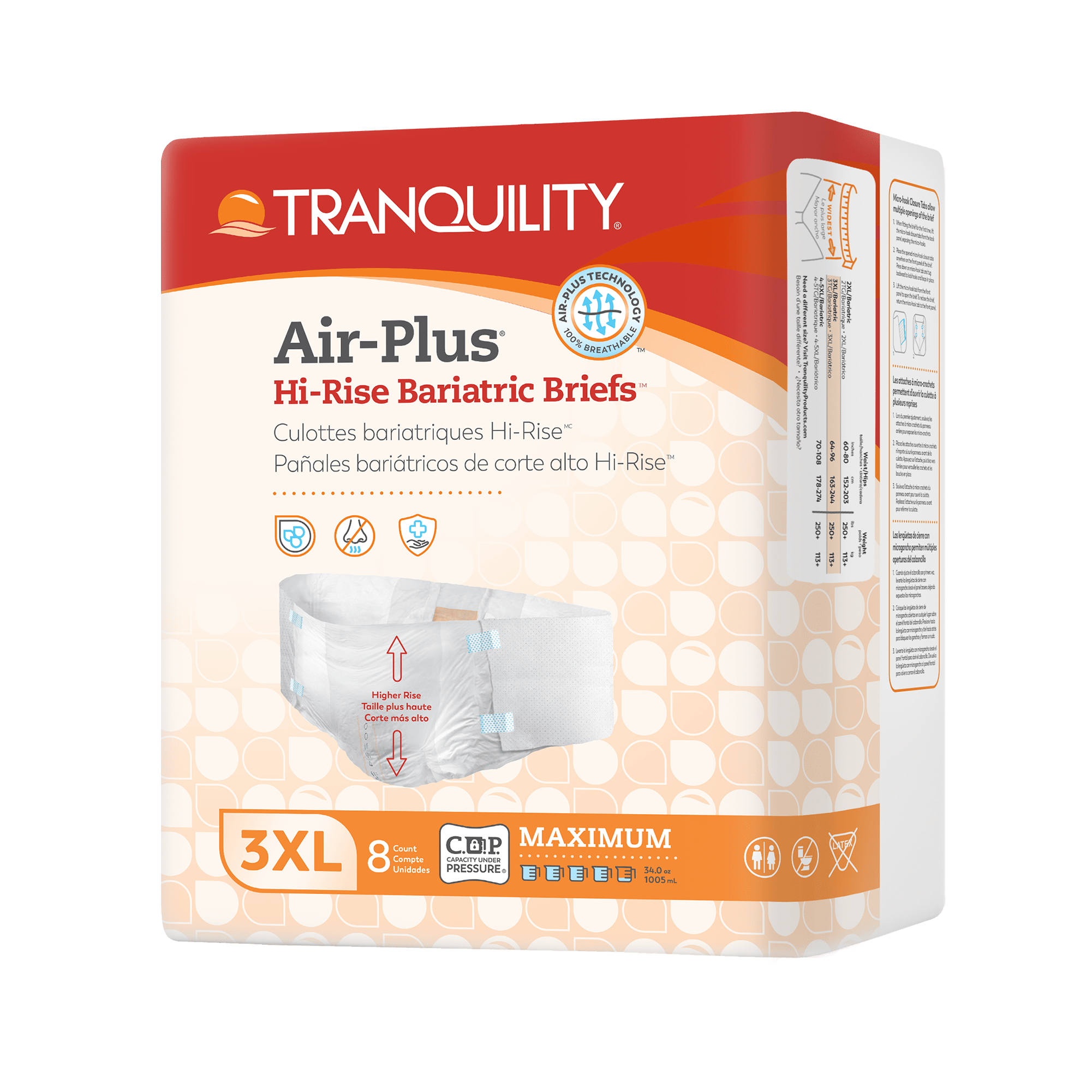 Tranquility HI-Rise 3XL Disposable Bariatric Adult Briefs